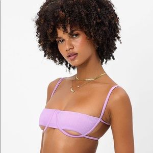 Frankie’s Bikinis- Textured Underwire Bikini Top and Full Coverage Bottoms